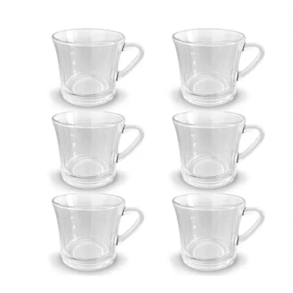 Jogo Xicaras Caneca Vidro Cristal 6pcs 180ml