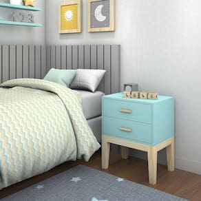 mesa de cabeceira quarto infantil cor menta pes madeira