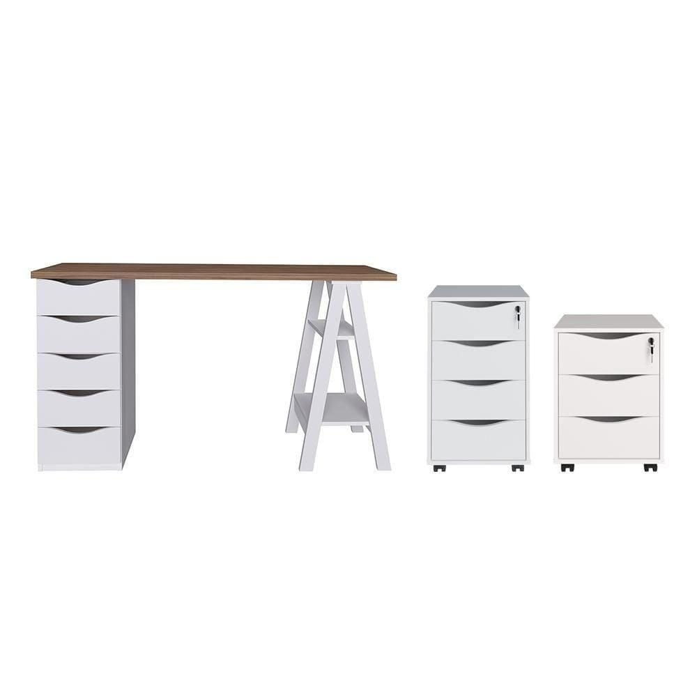 Conjunto Escritório Completo Solingen Nogal Branco