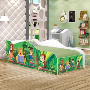 Cama Fun Safari E Zoológico Solteiro Com Colchão