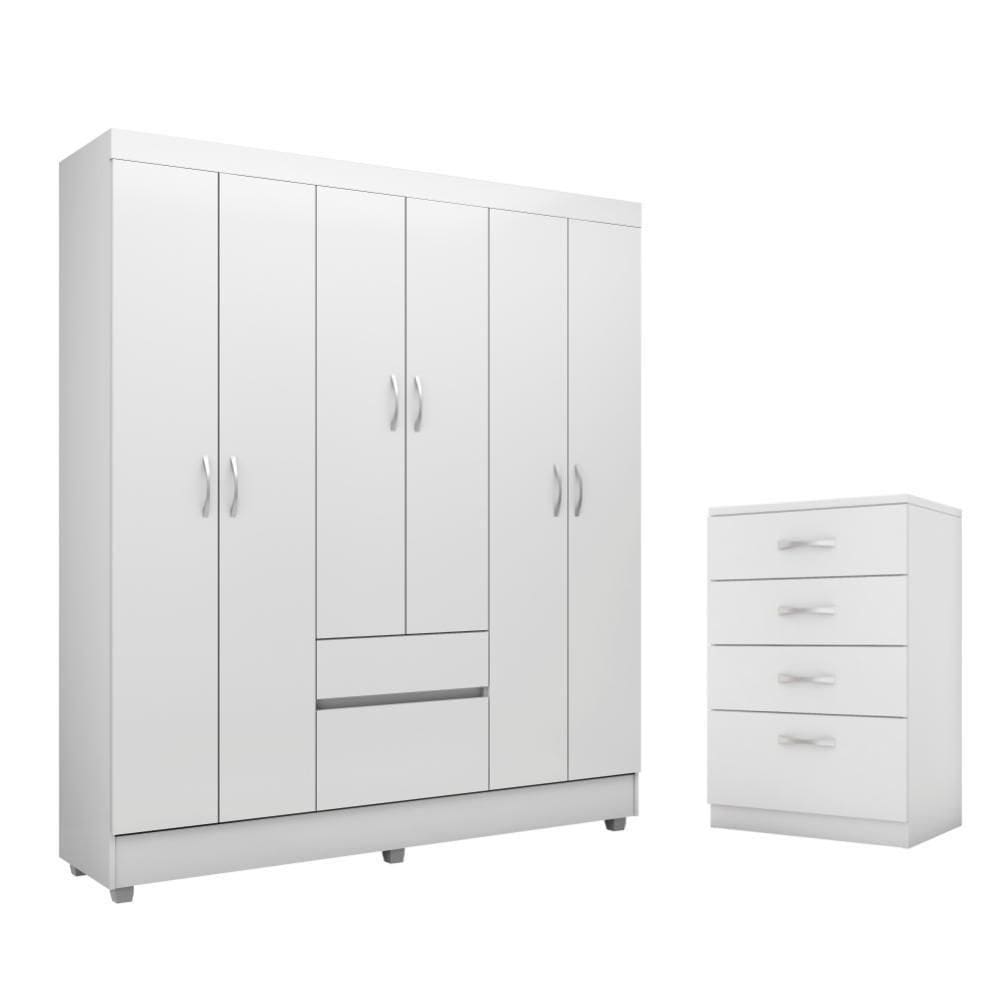 Jogo De Quarto Roupeiro E Comoda Bremen Branco