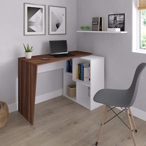 Mesa De Escritório Em L 4 Nichos Indiana Ipê Branco