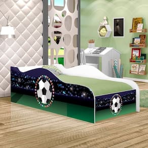 Cama Fun Futebol Bandeiras Solteiro Com Colchão