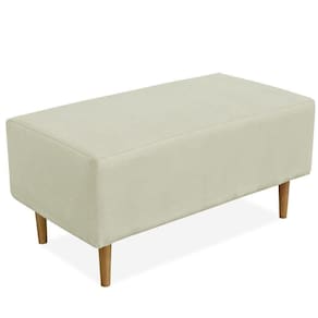 Puff Sala De Estar Cléo W01 Pés Palito 90 Cm Suede Bege