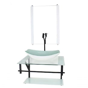 Gabinete De Vidro Para Banheiro 60cm Cuba Com Torneira Preta