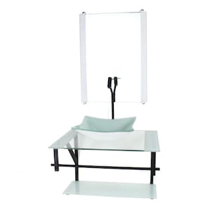 Gabinete De Vidro Para Banheiro 60cm Cuba Quadrada Branco
