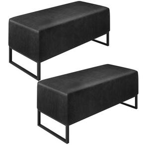 Kit 2 Puff Base De Ferro 90cm Couríssimo Preto Brilho