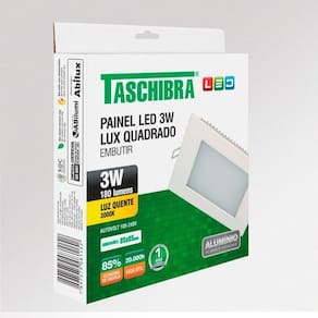 Painel De Led Quadrado Embutir 3w Bivolt Taschibra 3000k Luz Quente