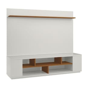 Rack Heloísa 2 Portas E Painel Lívia C03 177 Cm Cor Laca Off White/caramelo