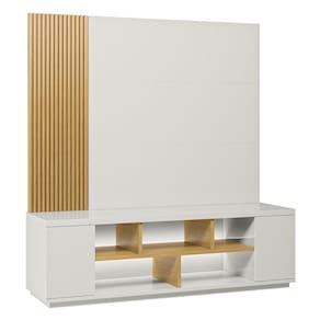 Rack Heloísa 2 Portas E Painel Lara C03 177 Cm Cor Laca Off White/freijó