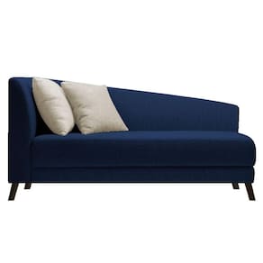 Recamier Heitor 140cm Com Almofada Lado Direito Suede Cor Azul Marinho/bege
