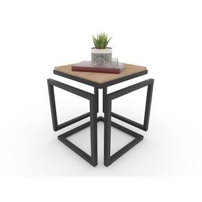 Mesa Lateral Cubo  Metalon Preto