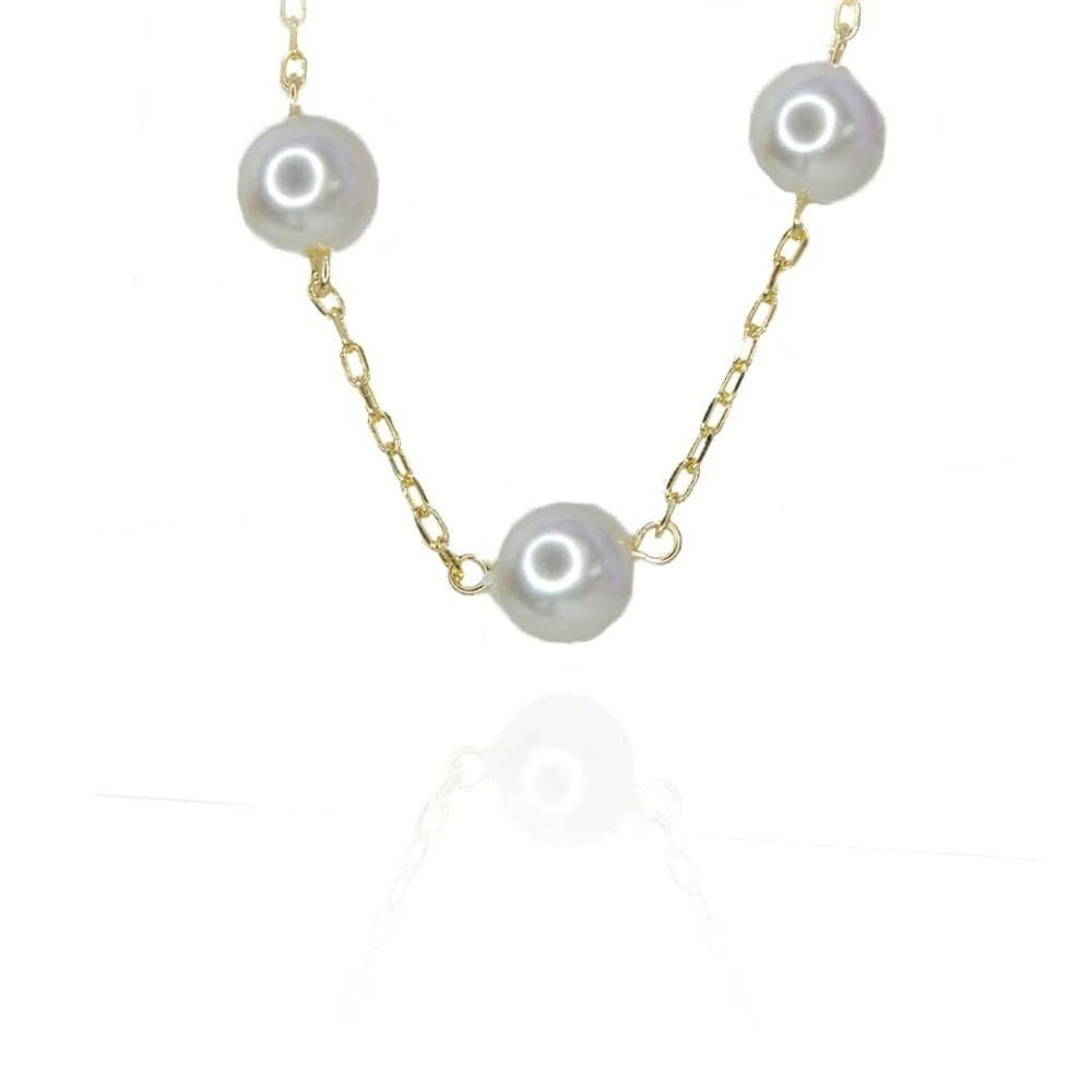 Pulseira De Pérolas Grandes Folheado Em Ouro 18k [F027]