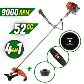 Roçadeira 52cc Tekna Rl520 + Faca 2 Pontas + Faca 80 Dentes