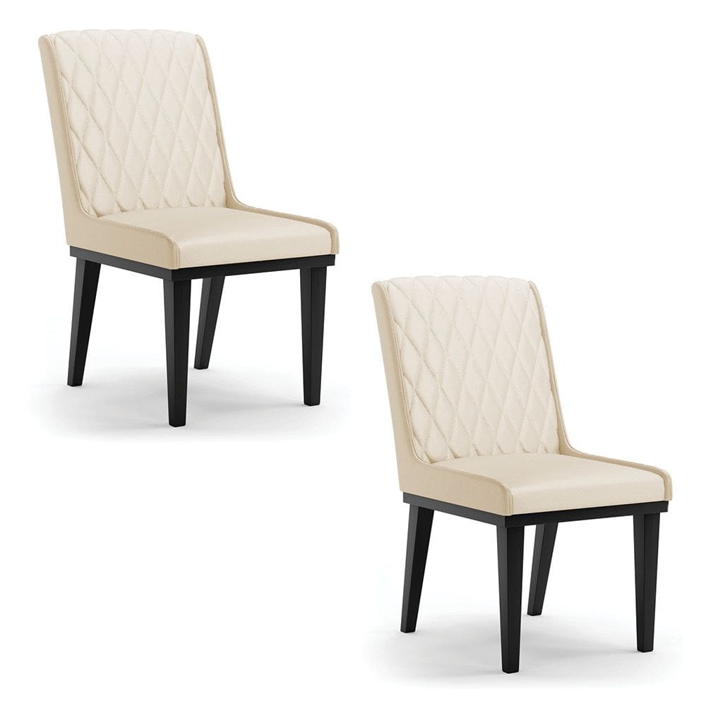 Cadeira Sala de Jantar Base Madeira Preto kit 2 Sofia Sintético Bege D03 - D`Rossi