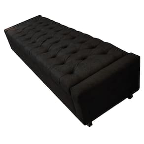 Calçadeira Baú Queen Everest P02 160cm Para Cama Box Suede Preto