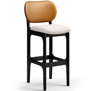 Banqueta Alta Bar Cozinha Betta L02 Preto Whisky Linho Cru