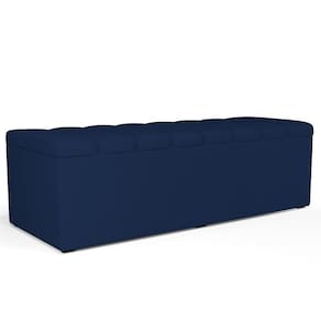 Calçadeira Recamier Baú Casal 140X50 Cm Azul Marinho