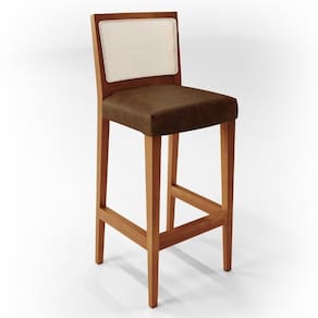 Banqueta Alta Cozinha Branco Zion L02 Marrom