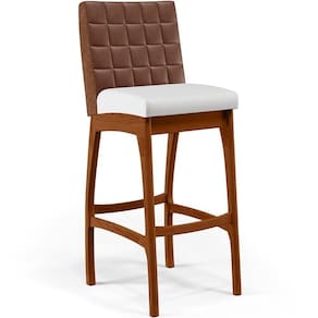 Banqueta Alta Para Cozinha B04 Marrom Branco