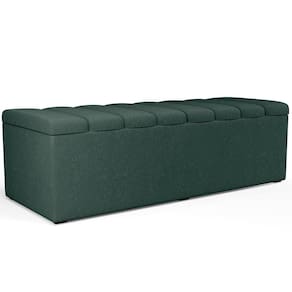 Calçadeira Recamier Baú Casal 140X50 Cm Linho Verde Musgo