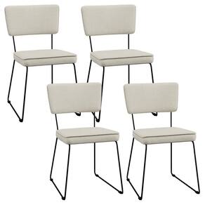 Kit 4 Cadeiras Estofada Para Sala Jantar Base Aço Champagne