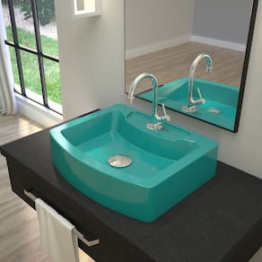 Kit Cuba RT41 com Torneira 1198 Metal e Válvula Click 1 Polegada G e Sifão Pvc e Flexível Compace Azul Turquesa