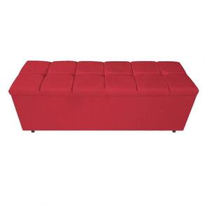 Calçadeira Estofada Manchester 140cm Casal Suede Vermelho