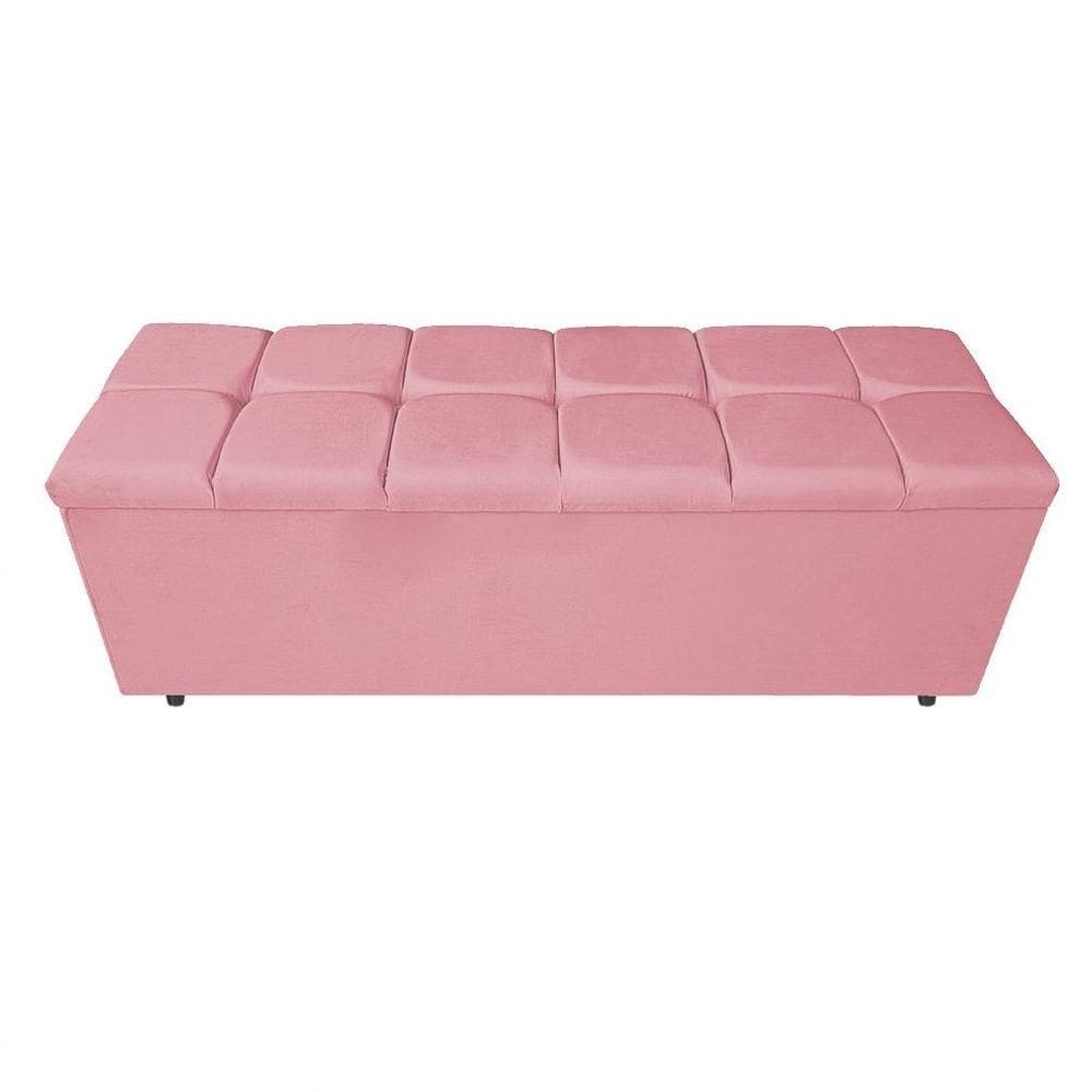 Calçadeira Estofada Manchester 160cm Queen Size Suede Rosa Bebê
