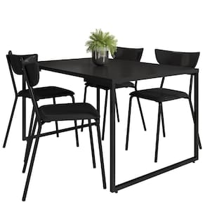 Mesa De Jantar Preto Com 04 Cadeiras Bit Preto