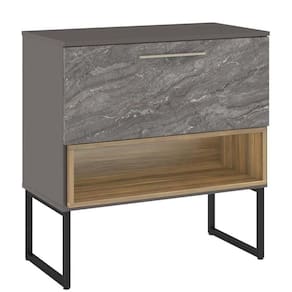 Armário Balcão Gabinete 80cm 1 Gaveta Com Pés Magneto Nogal