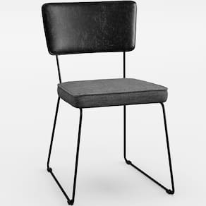 Cadeira Estofada Sala Jantar Preto Linho Cinza Escuro