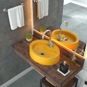 Kit Cuba OV43 com Torneira Luxo 1195 Metal e Válvula 1 Polegada e Sifão Pvc e Flexível Compace Amarelo