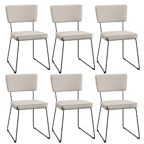 Kit 6 Cadeiras Estofada Para Sala De Jantar Base Em Aço Cru