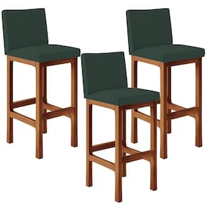 Kit 03 Banquetas Altas Para Cozinha Alya L02 Verde Musgo