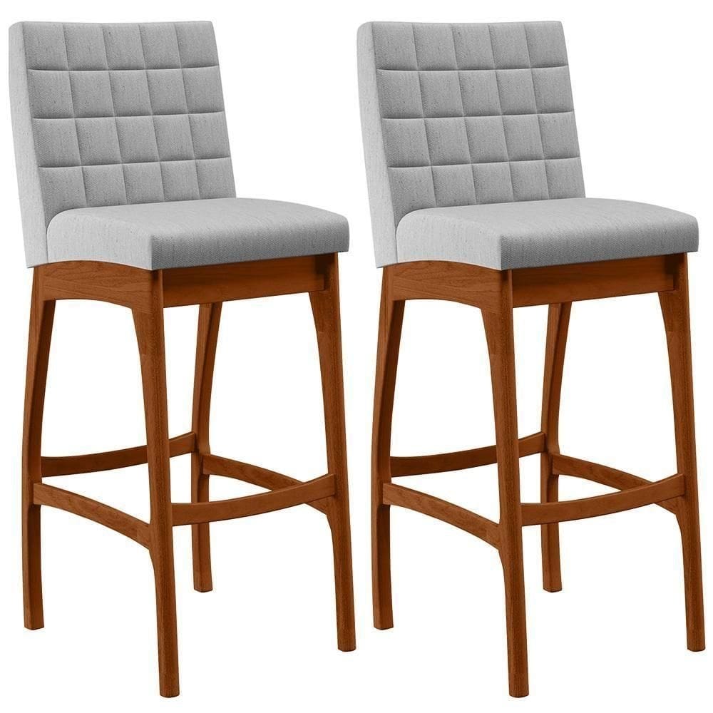 Kit 02 Banquetas Altas Mila Linho Cinza