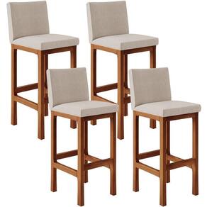 Kit 04 Banquetas Altas Cozinha De Jantar Fixa Alya L02 Bege