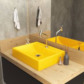 Kit Cuba RT49 com Torneira Pratika 1060 Metal 1/4 Volta Compace Amarelo