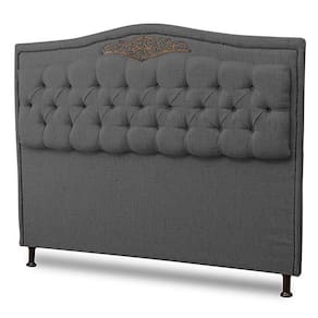 Cabeceira Estofada Box Casal King Size 195cm Linho Grafite