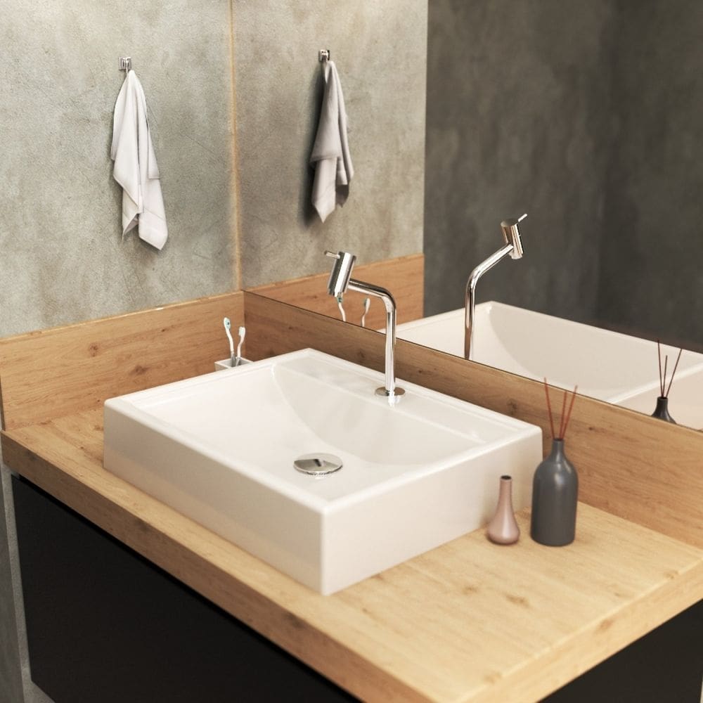 Kit Cuba RT49 com Torneira Pratika 1060 Metal e Válvula Click 1 Polegada G e Sifão Cromado e Flexível Compace Bege
