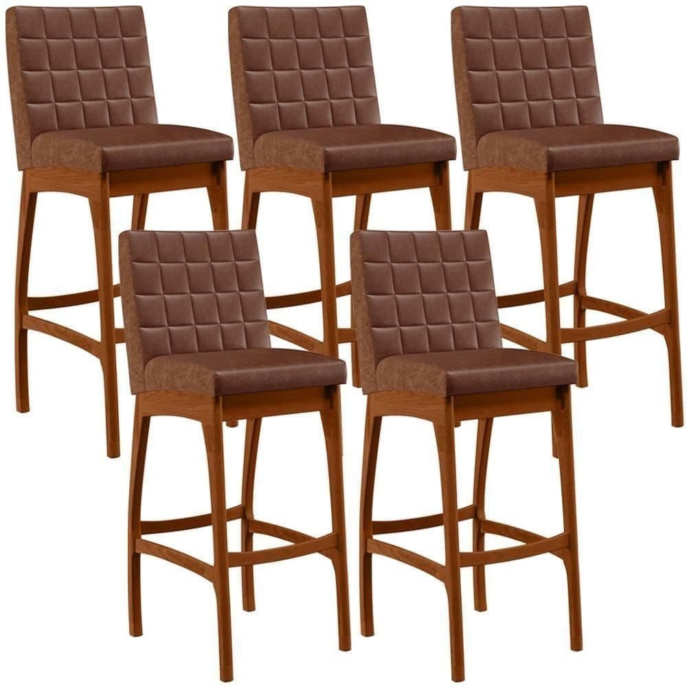 Kit 05 Banquetas Altas Mila Marrom