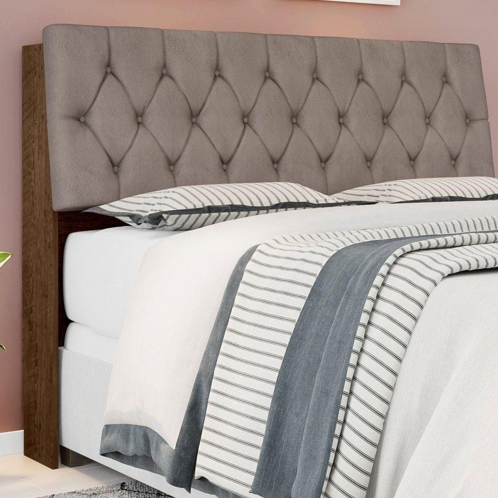 Cabeceira Box Isabella Casal Malbec Captonê Bege Escuro