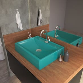 Kit Cuba RT49 com Torneira 1198 Metal e Válvula Click 1 Polegada B e Sifão Pvc e Flexível Compace Azul Turquesa