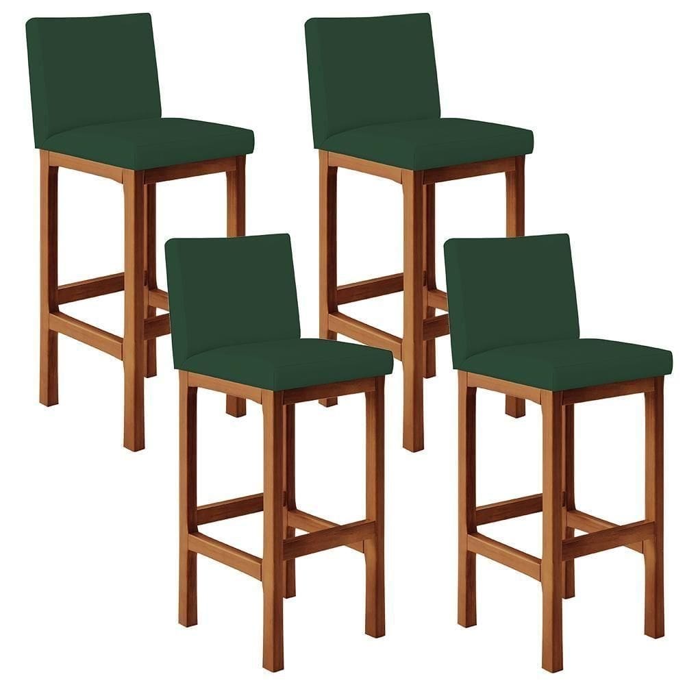 Kit 04 Banquetas Altas Alya Suede Verde Musgo