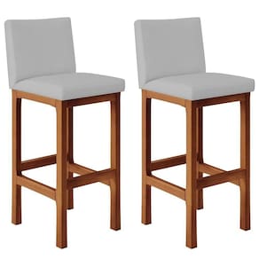 Kit 02 Banquetas Altas Para Cozinha Alya L02 Suede Cinza
