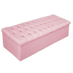 Calçadeira Baú Mel 160 Cm Queen Size Com Capitonê Rosa Bebê