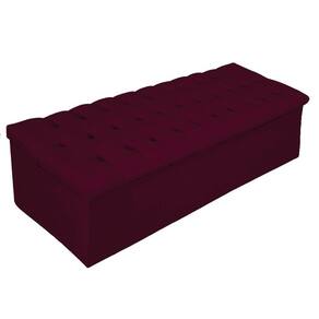 Calçadeira Baú Mel 140 Cm Casal Com Capitonê Suede Bordô