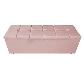 Calçadeira Estofada Manchester 195cm King Size Suede Rosê