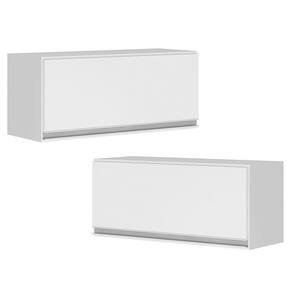 Kit 02 Armários Aéreo Multiuso 60cm 1Porta Basculante Branco