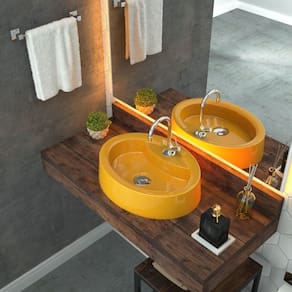 Kit Cuba OV43 com Válvula Click 1 Polegada B e Sifão Cromado e Flexível Compace Amarelo